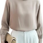 Temperament Halfhoge Kraag Zijden Shirt Dames Lange Mouw Design Sense Tops Trui
