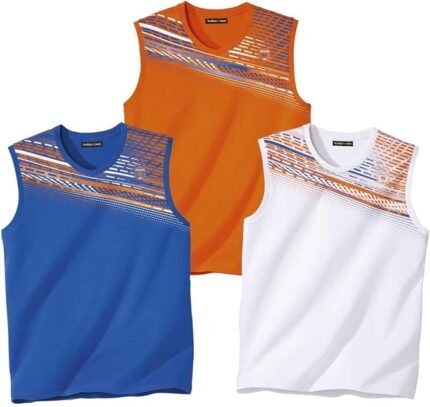 ATLAS FOR MEN - Set of 3 men's sleeveless tank tops - Sorting line model - Plus sizes M to 5XL